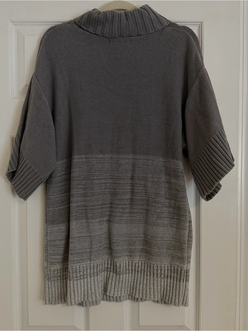 Style & Co Gray Cable Knit Cowl Neck Tunic Sweater Large Cozy Short Sleeve
